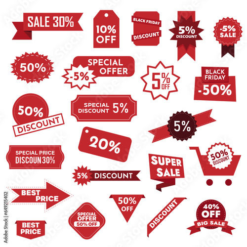 Set discount banners sale offer special price black friday coupons 5% 20% 50%