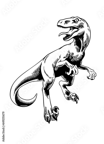 Hand Drawn Raptor Illustration in Vintage Style