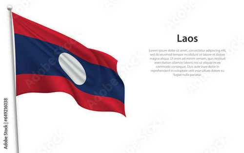 Free Download Waving flag of Laos on white background. Template for independence day - GFXLoad