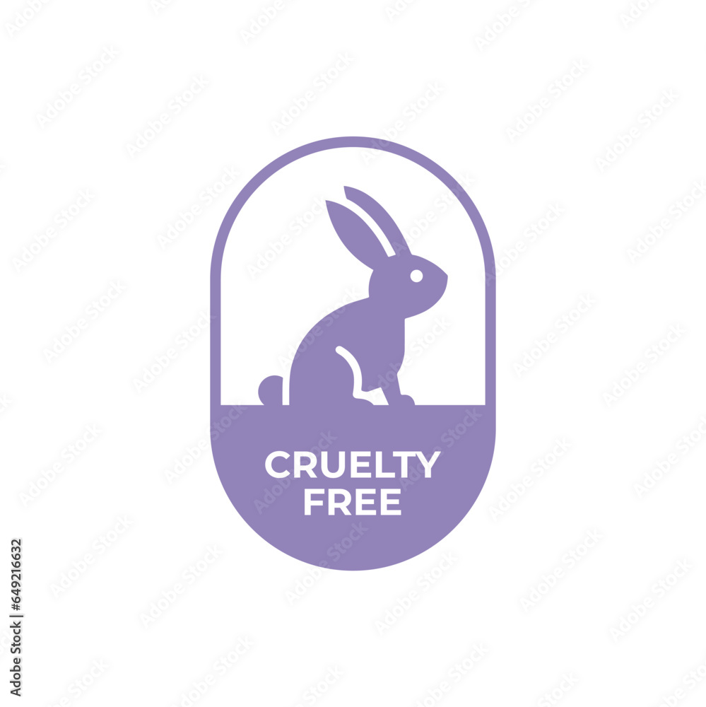 Fototapeta premium Purple animal cruelty free icon. Not tested on animals with rabbit silhouette label. Vector illustration.