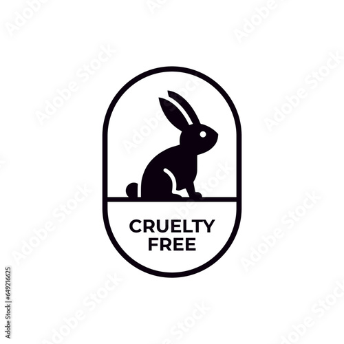 Animal cruelty free line icon. Not tested on animals with rabbit silhouette label. Vector illustration.