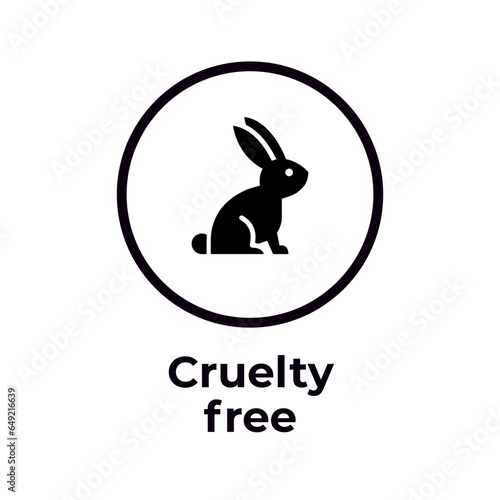 Animal cruelty free icon. Not tested on animals with rabbit silhouette label. Vector illustration.