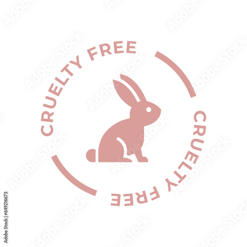 Green cruelty free icon. Not tested on animals with rabbit silhouette label. Vector illustration.