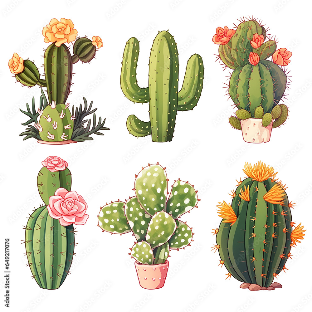 cactus icons set Generative AI cactus icons set Generative AI