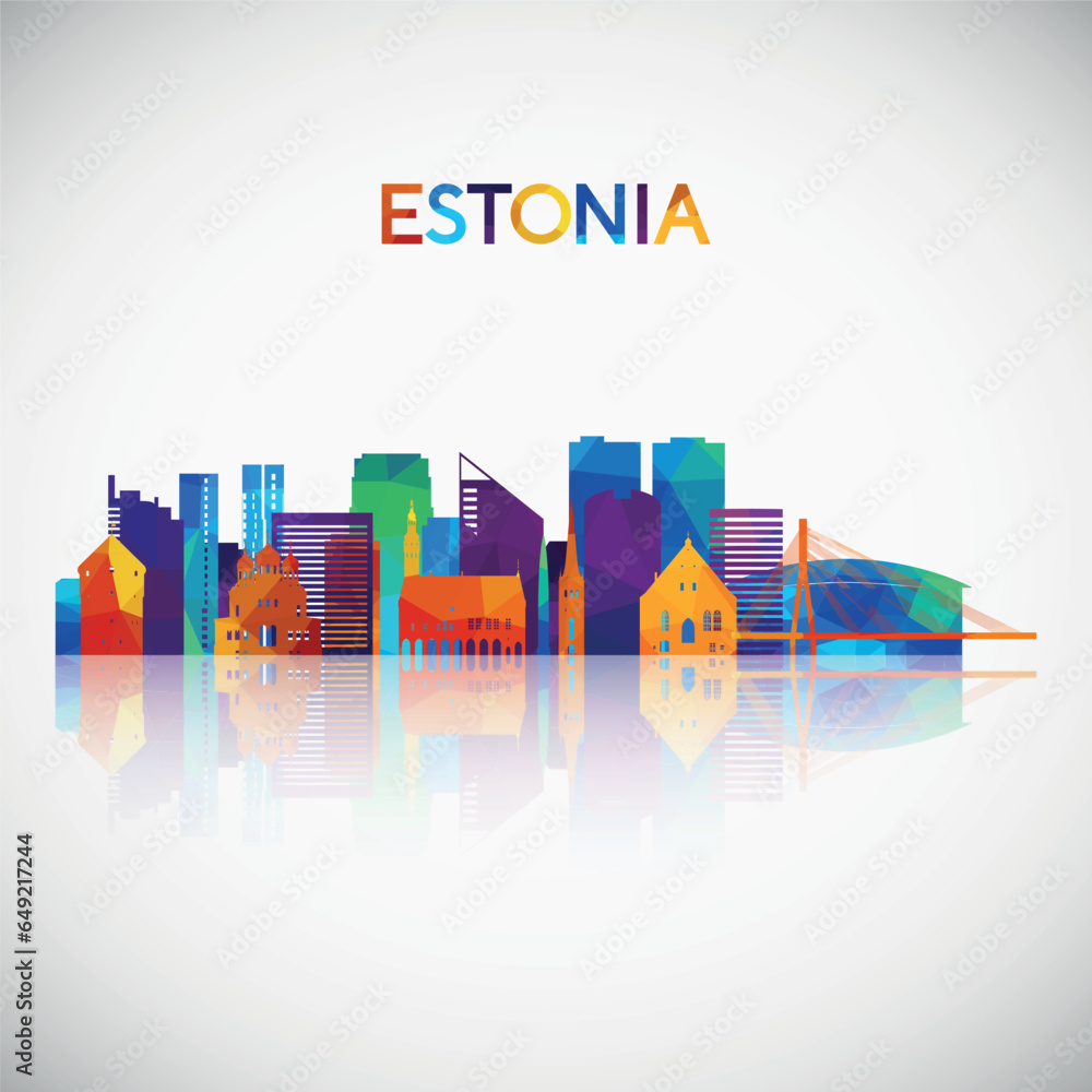 Estonia skyline silhouette in colorful geometric style. Symbol for your design. Vector illustration.