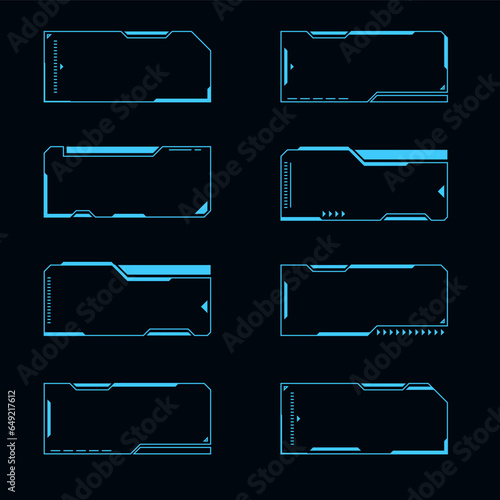 Collection of hud rectangular elements, Futuristic Sci Fi Modern User Interface. Hud rectangle element, head up display, hud element.