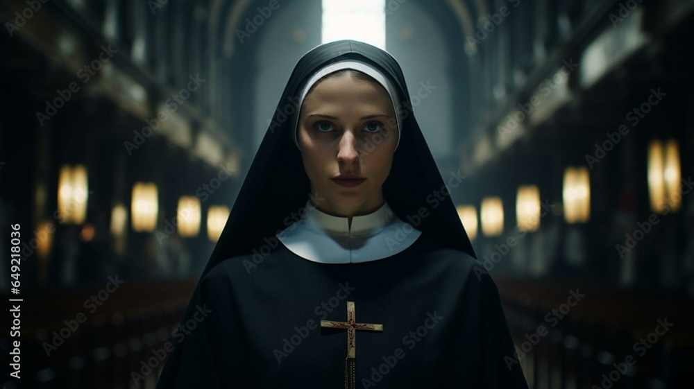 Nun in catholic church