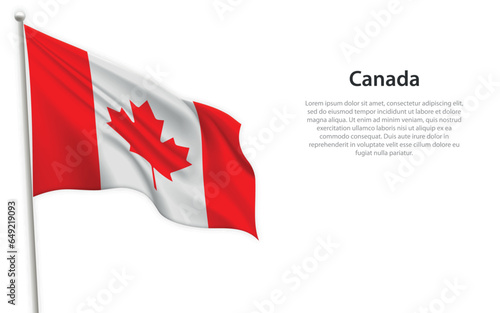 Waving flag of Canada on white background. Template for independence day