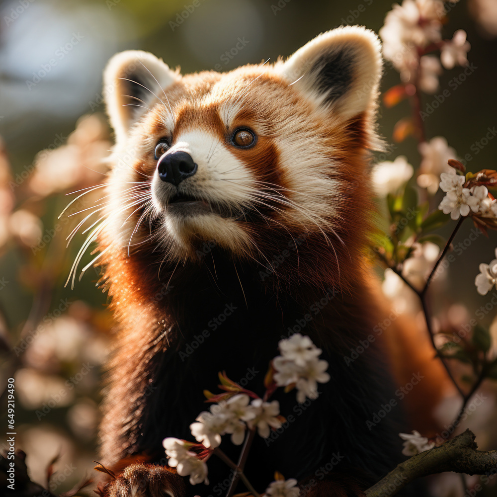 Obraz premium Red Panda in its Natural Habitat, Wildlife Photography, Generative AI