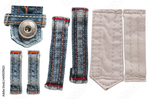 Set of Jeans belt loops isolated on white background photo