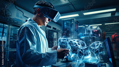 doctor using virtual reality in operating robot room