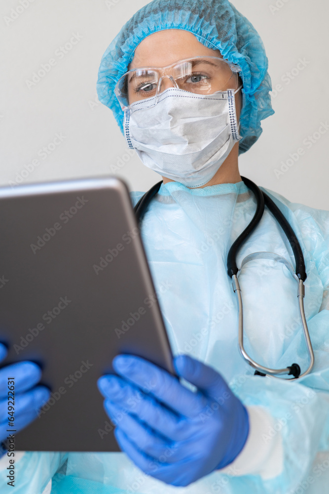 Medical doctor works with a digital tablet. Medical doctor works with a digital tablet.