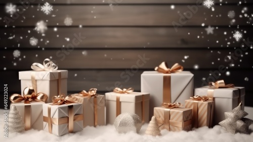 Christmas Gifts, Christmas presents background. © visoot