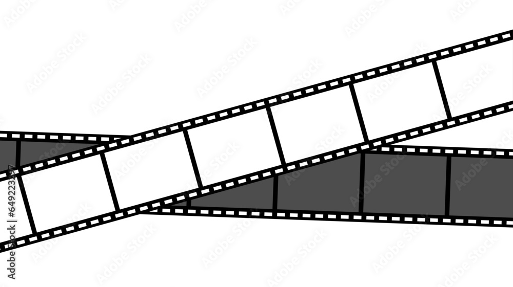 Blank film strip 35mm white and black retro cinema roll or movie tape different color flat vector design