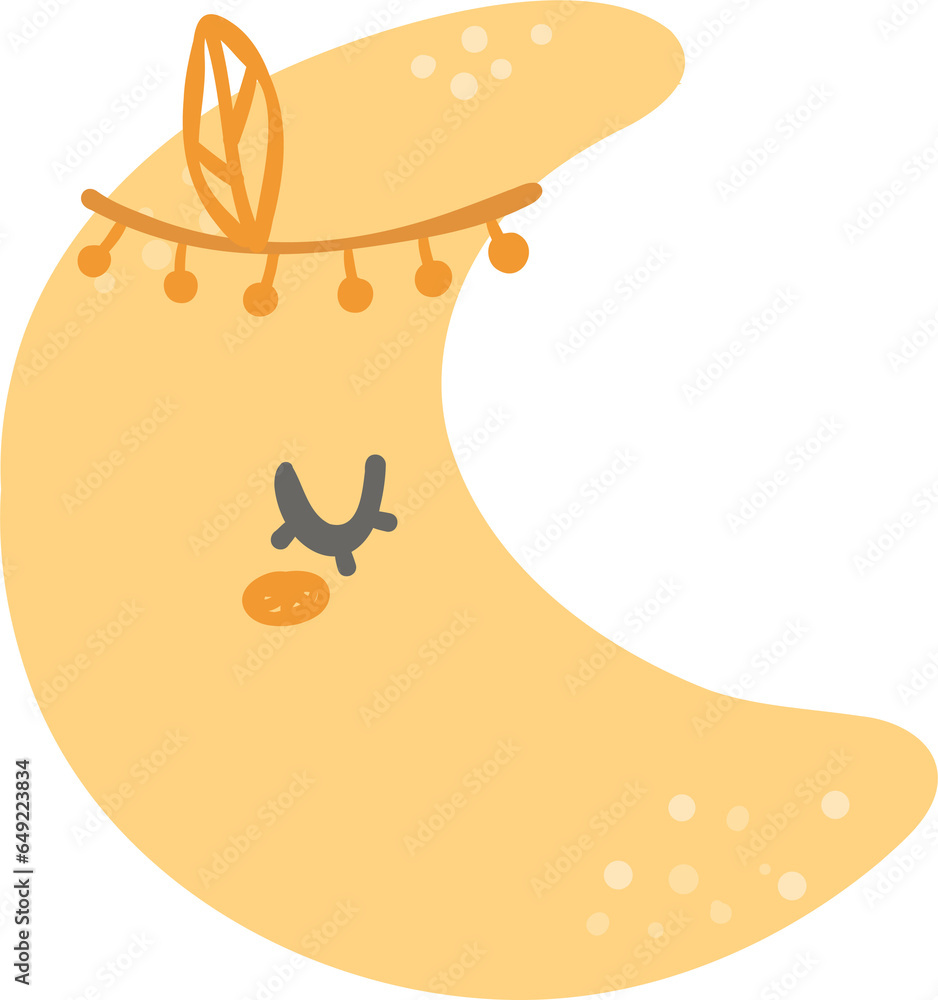 Cute crescent moon, kawaii nusery sky Cute crescent moon, kawaii nusery sky