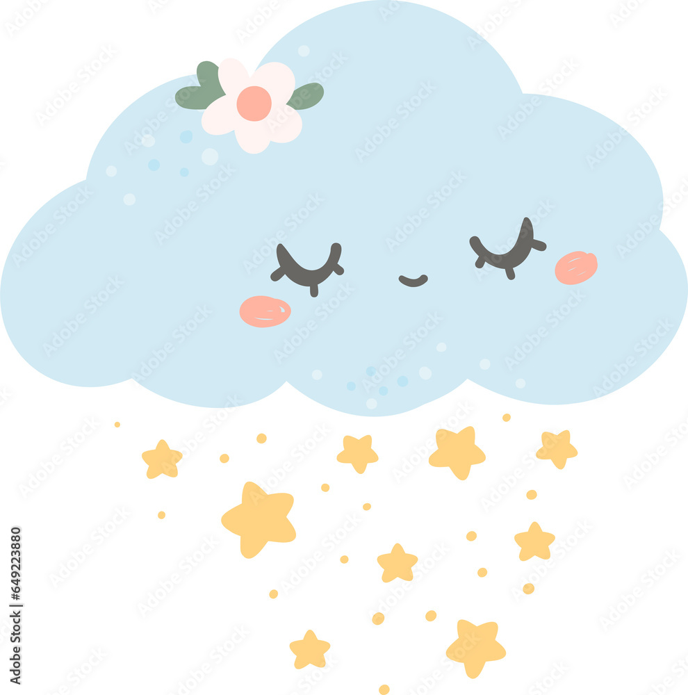 Cute cloud and star, kawaii nusery sky