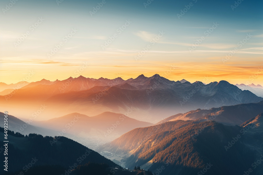 A mountain range at sunrise, showcasing the love and creation of breathtaking alpine vistas, love and creation A mountain range at sunrise, showcasing the love and creation of breathtaking alpine vistas, love and creation