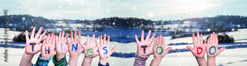 Children Hands Building Word Things To Do, Winter Background