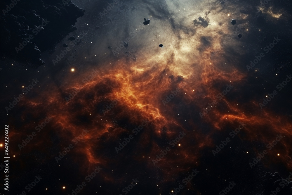 Fototapeta premium The visualization of a stellar nursery, where stars and planets are born amidst vast clouds of gas and dust, symbolizing the love and creation of cosmic landscapes, love and creati