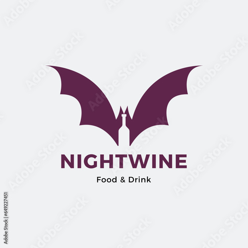 bat and wine logo design icon isolated white. vector