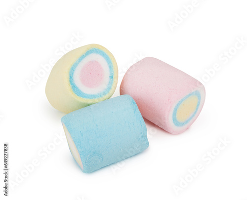 Marshmallows of different colors isolated
