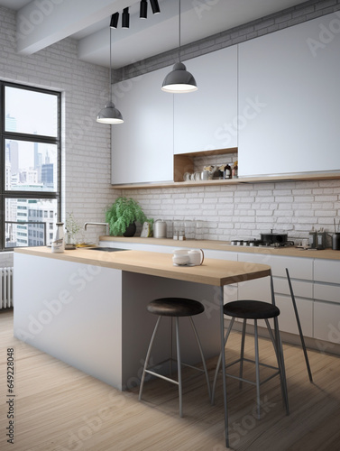 Wallpaper Mural a kitchen in the apartment in the style of minimalism, created with Generative AI technology Torontodigital.ca