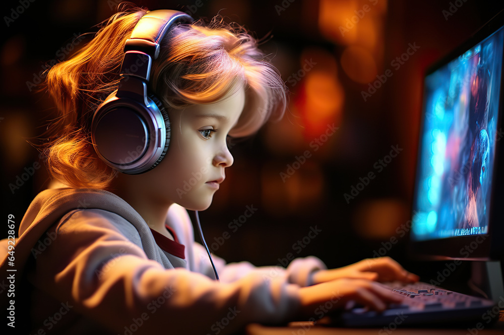 Young Genius of the Virtual Realm Clever Little Kid Gamer in the Digital Wonderland. created with Generative AI Young Genius of the Virtual Realm Clever Little Kid Gamer in the Digital Wonderland. created with Generative AI