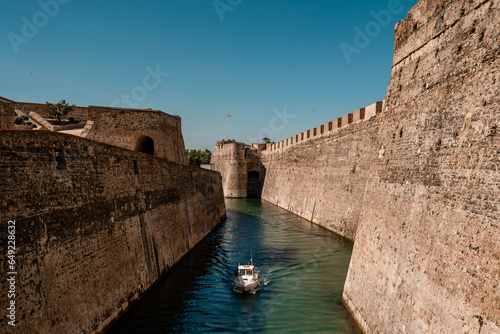Boat crossing on the Ceuta castle canal