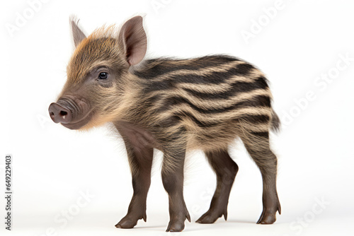 Wild striped boar piglet isolated on a white background © Veniamin Kraskov