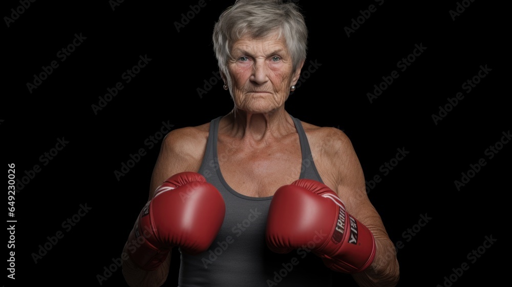 pensioner in boxing gloves