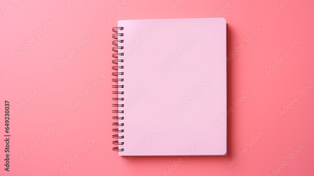 A notebooks on pink background. - obrazy, fototapety, plakaty 