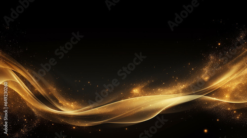 Abstract gold dust background over black.