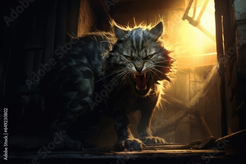 angry haunted halloween cat