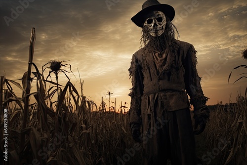 scary scarecrow in the field