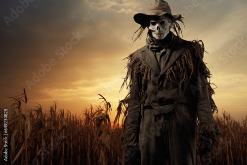 scary scarecrow in the field