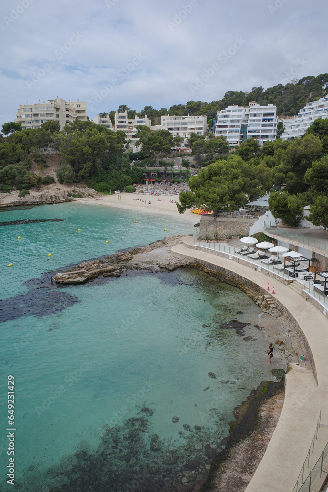 Mallorca, Spain - 1 July, 2023: Ses Illetes and Illetes beach, Palma de Mallorca, Balearic islands, Spain