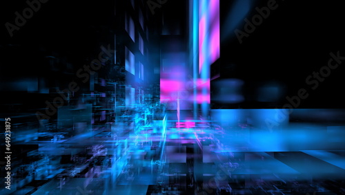 Technology abstract futuristic light future science background. Concept blue tech perspective digital space modern. 3d render