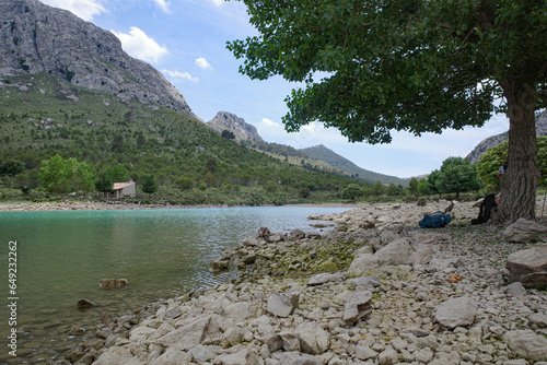 Mallorca, Spain - 12 June, 2023: Embassament de Cuber reservoir from the GR221 hiking trail. Serra de Tramuntana, Mallorca photo