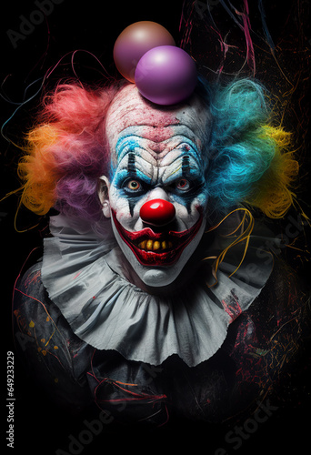 Very scary clown. AI Generated