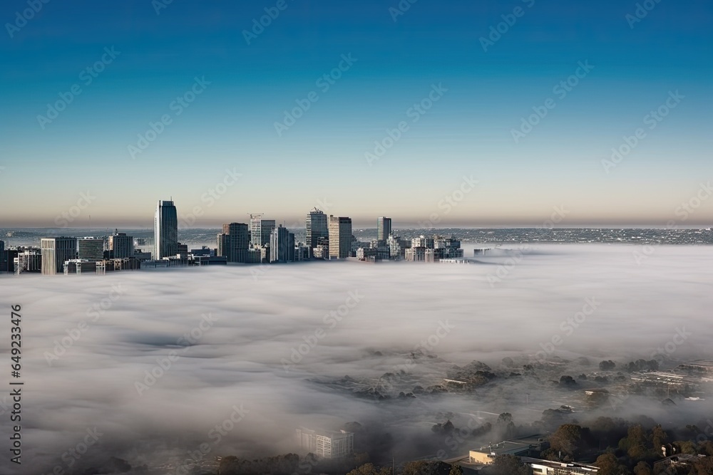 Cityscape above the clouds
