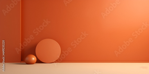 Minimalistic modern mock up background for products presentation, bright orange apricot color © TatjanaMeininger