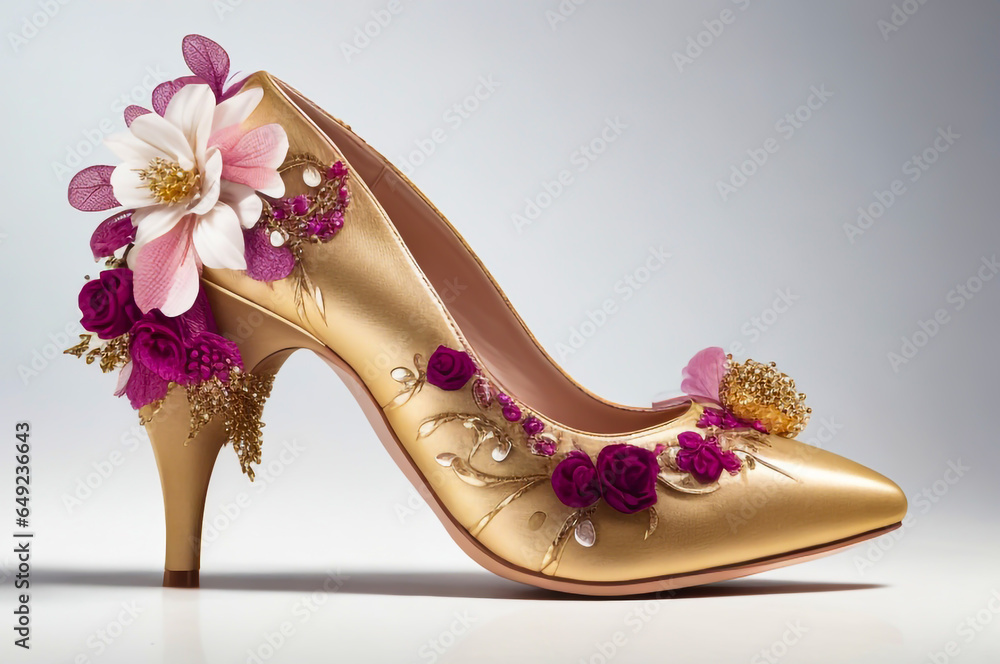 Obraz premium Beautiful ladies' shoes with floral design.
