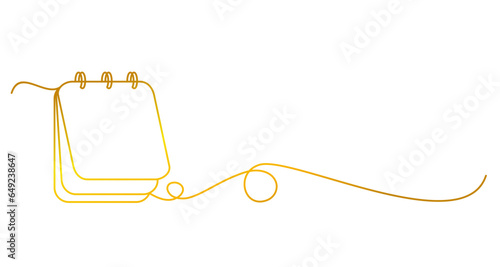 Loose-leaf calendar in one continuous line art vector illustration
