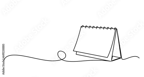 Loose-leaf calendar in one continuous line art vector illustration