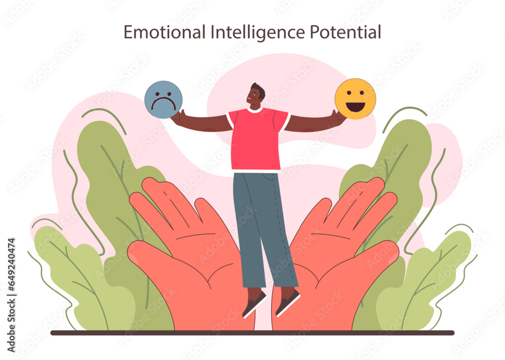 Emotional intelligence potential. Emotion balance and control skill. - obrazy, fototapety, plakaty 