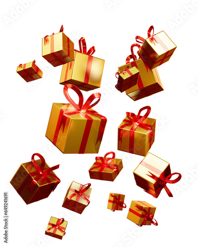 Sinterklaas presents, floating in the air, theme background on a transparent background, PNG, 3d render/illustration