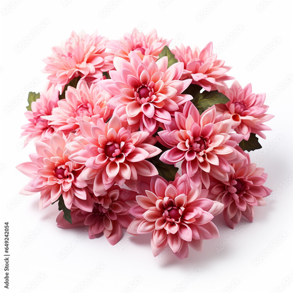 Pink chrysanthemums isolated on white, ai technology
