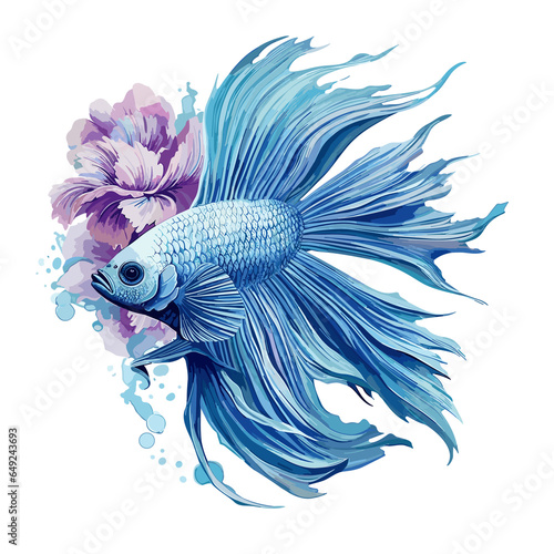 Blue Floral fighter fish floral fighter fish , PNG, Illustration © MI coco