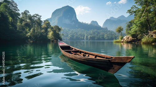 Longtail Boat in Ratchaprapha Dam Khao Sok National Park in Thailand. © Ziyan Yang