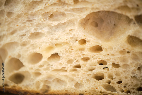 Macro detail of freshly baked bread crumbs